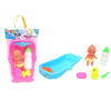 小娃娃带婴儿浴盆,奶瓶,梳子,肥皂,鸭子粉红,浅蓝2色 塑料