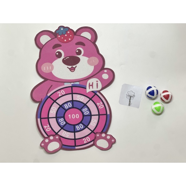 卡通标靶草莓熊配3球+挂钩 配件颜色随机 单面 魔术贴