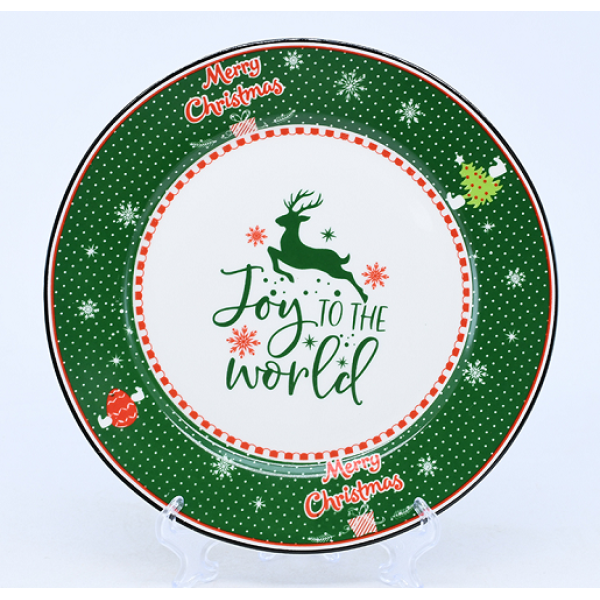 4PCS 10寸25cm盘子圣诞 单色清装 陶瓷