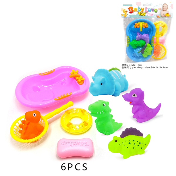 搪胶恐龙浴盆玩具套装 2色 塑料