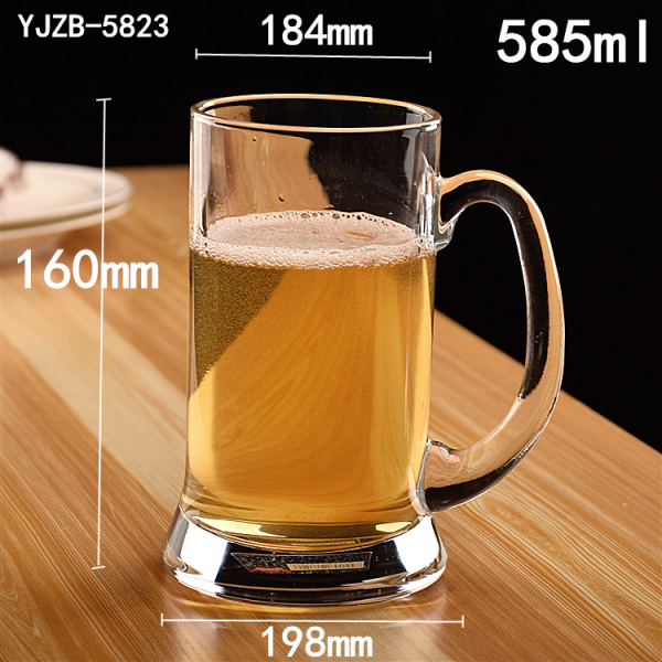 玻璃带把果汁洋酒啤酒杯【585ML】 单色清装 玻璃