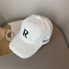 字母R毛绒帽 中性 56-60CM 棒球帽 100%聚酯纤维