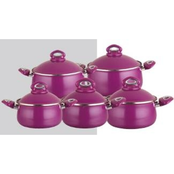 汤锅套装 茄子形状 10pcs （18-26CM） 紫色 十件套 金属