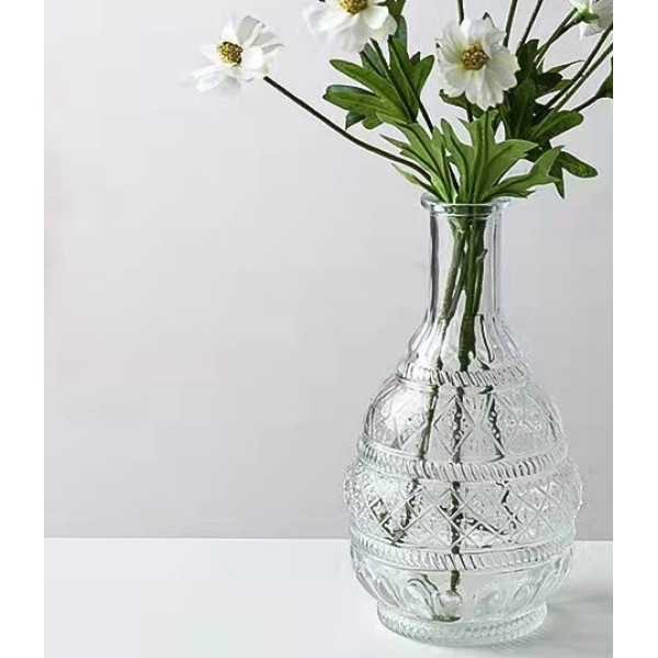 浮雕几何纹玻璃花瓶