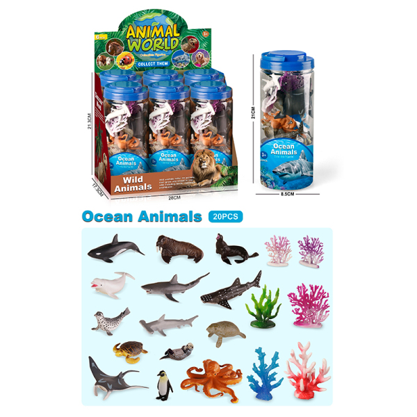 6PCS 仿真实心海洋动物套装 塑料