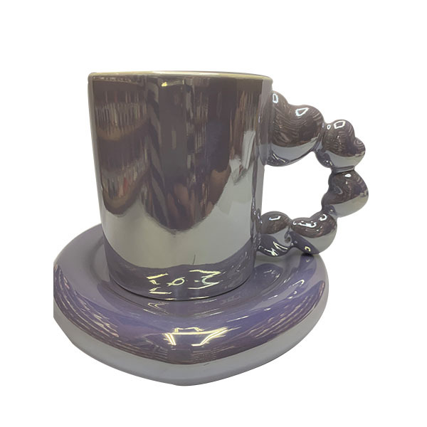 咖啡杯310ML  带勺珠光套装 混色 陶瓷
