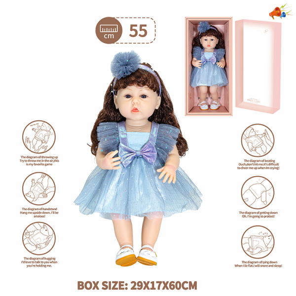 初生仿真娃娃(6向重力感应加磁吸奶嘴,公主裙风格） 22寸 声音 不分语种IC 塑料