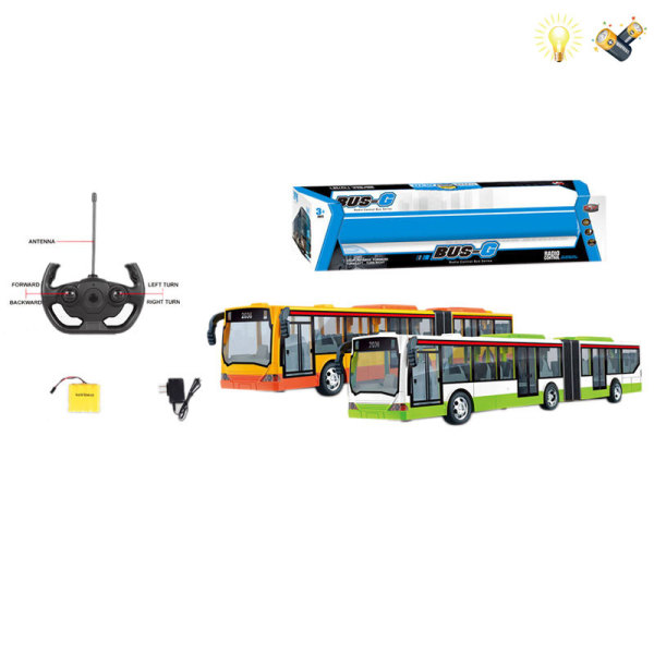 双节巴士车带充电器 遥控 4通 灯光 主体包电，遥控器不包电 塑料