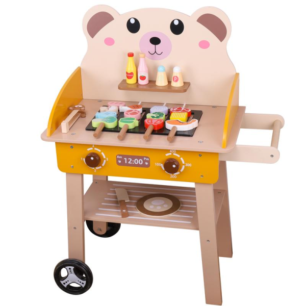 儿童木制玩具小熊烧烤车【63*30*79.5CM】 单色清装 木质