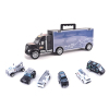 手提货柜拖头车带6只滑行消防车 滑行 喷漆 塑料