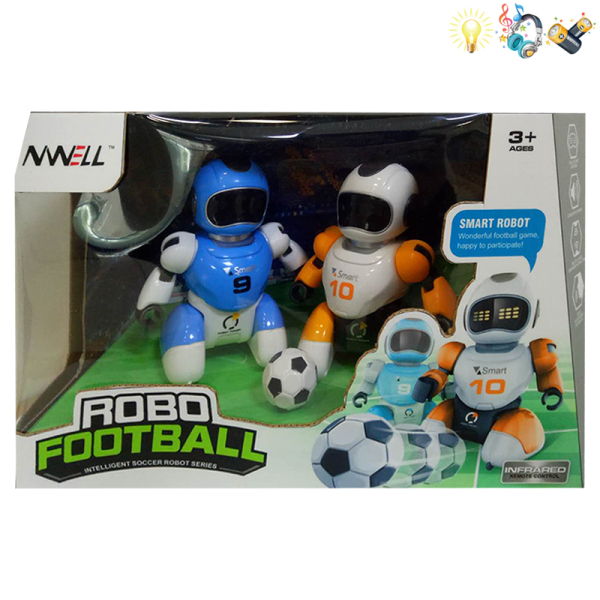 2只装足球机器人带USB 遥控 2通 灯光 音乐 不分语种IC 包电 塑料