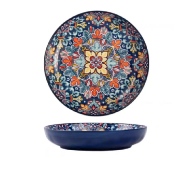 8寸波西米亚石纹陶瓷盘 8英寸 单色清装 陶瓷