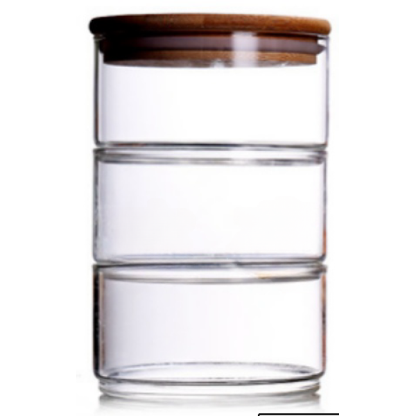 透明玻璃2层密封储物罐【300ML】 单色清装 玻璃