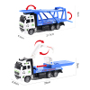 3款式1:24压铸锌合金救援系列救援拖车/平板吊车/双层运输车 回力 黑轮 塑料