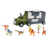 三角龙运输车配6只恐龙和一棵树 滑行 开门 黑轮 塑料
