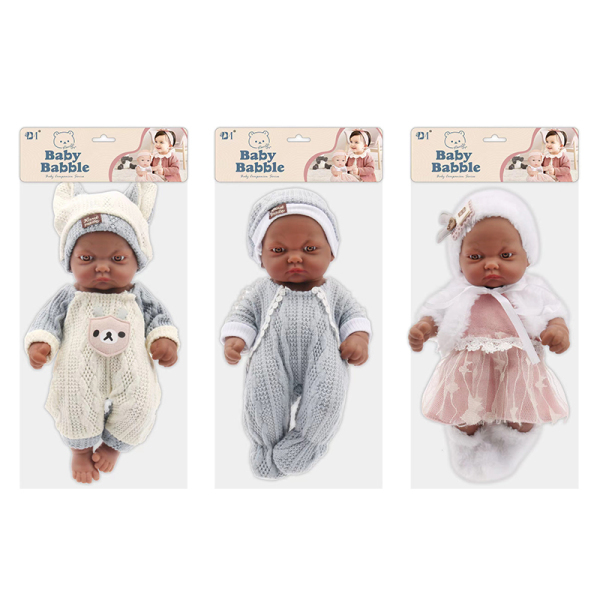 3款式仿真初生婴儿黑人娃娃 10寸 塑料
