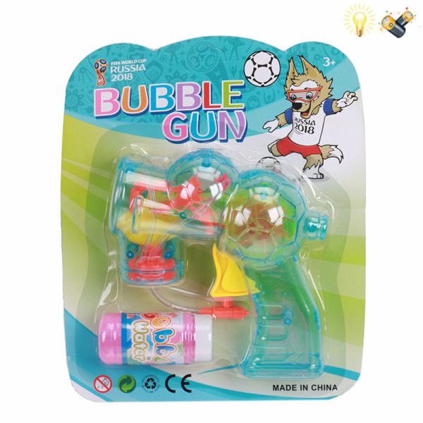 足球泡泡枪带泡泡水 惯性 灯光 包电 透明 塑料