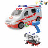 56pcs电动拼装救护车组合 滑行 包电 灯光 音乐 塑料