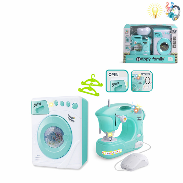 洗衣机+缝纫机 仿真 电动 灯光 音乐 不分语种IC 塑料