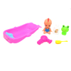 小娃娃带婴儿浴盆,瓶子,青蛙,梳子,吹风筒粉红.浅蓝2色 塑料