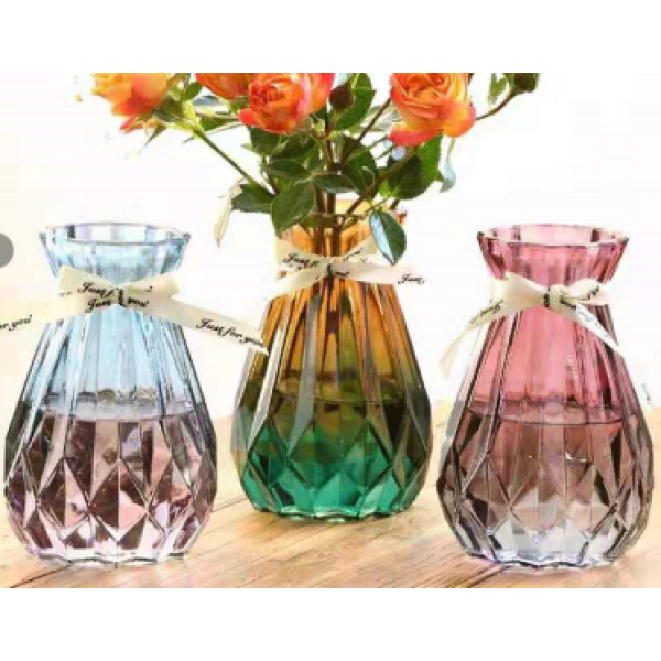 新诺双色玻璃花瓶【14.8*6.8*9.6CM】 单色清装 玻璃