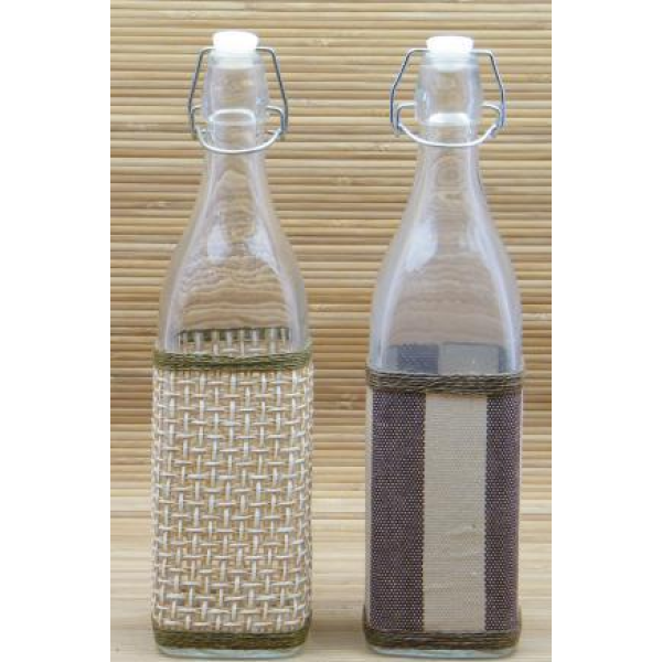 方形玻璃卡扣密封果汁洋酒酒瓶【1000ML】 单色清装 玻璃