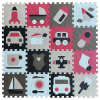 16pcs拼图地垫(16片交通生活+围边：暗红+浅米+黑色+白色+褐色)  塑料