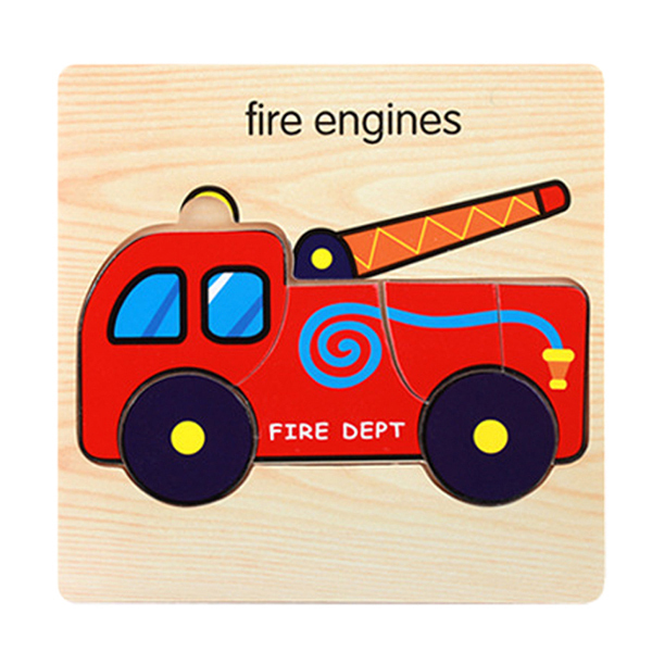 消防车木制拼图 木质