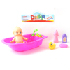 小娃娃带婴儿浴盆,4配件2色 塑料