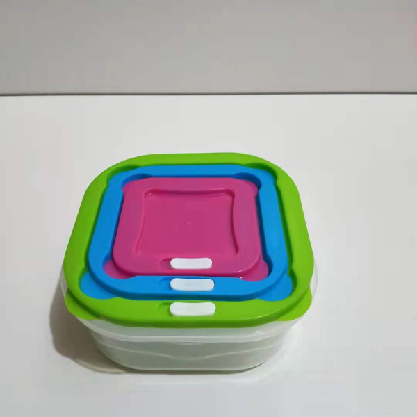 正方形三件套塑料保鲜盒 单色清装 塑料
