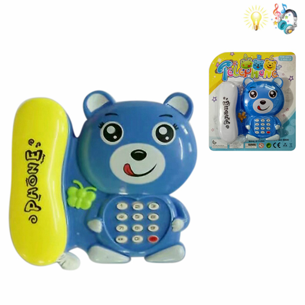 蓝熊电话 电动 卡通 灯光 音乐 不分语种IC 塑料