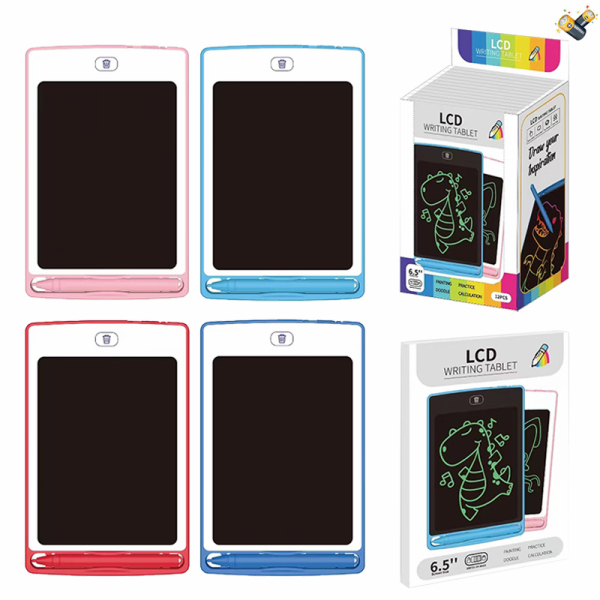 12PCS 6.5寸单色屏LCD白色面贴液晶写字板 4色 单色磁性 包电 单面 写字板 塑料