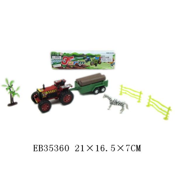 实色惯性农夫车带动物,树 塑料