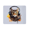 猫咪戴耳机印花鼠标垫 单色清装 布绒