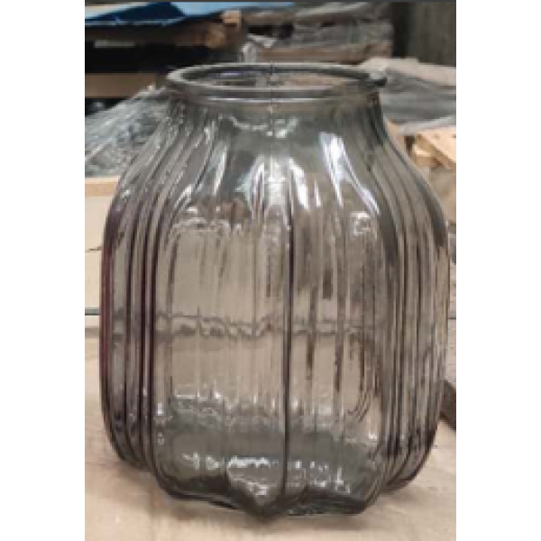 矮八角玻璃花瓶【15.8*8.4*13.6CM】 单色清装 玻璃