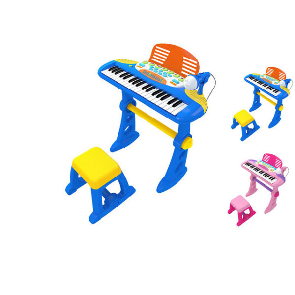 37键多功能电子琴带麦克风粉红,蓝2色 卡通 不分语种IC 塑料