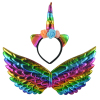 独角兽发夹彩虹色天使翅膀两件套 套装 塑料