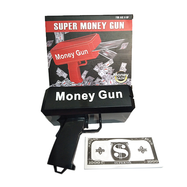 money gun喷钱枪带100张纸币 电动 手枪 实色 塑料