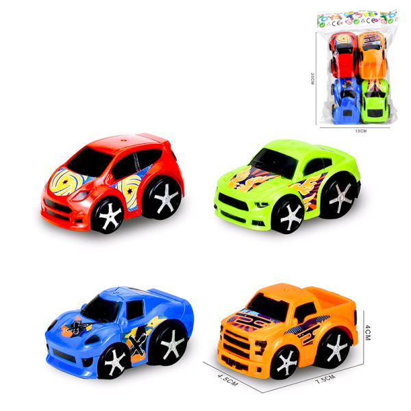 酷炫4pcs 4款式仿真汽车4色 滑行 塑料
