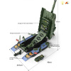益智多功能2合1蓝色收纳变形坦克可发射导弹-带声光 （随机配3辆合金车、14件军事武器、DIY贴纸） 滑行 变形 打弹 灯光 声音 不分语种IC 塑料