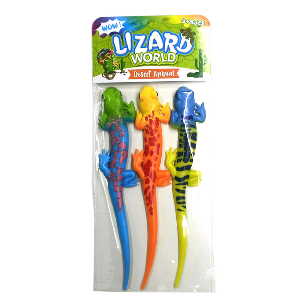 PVC喷漆蜥蜴3只爬行动物玩具套装 塑料
