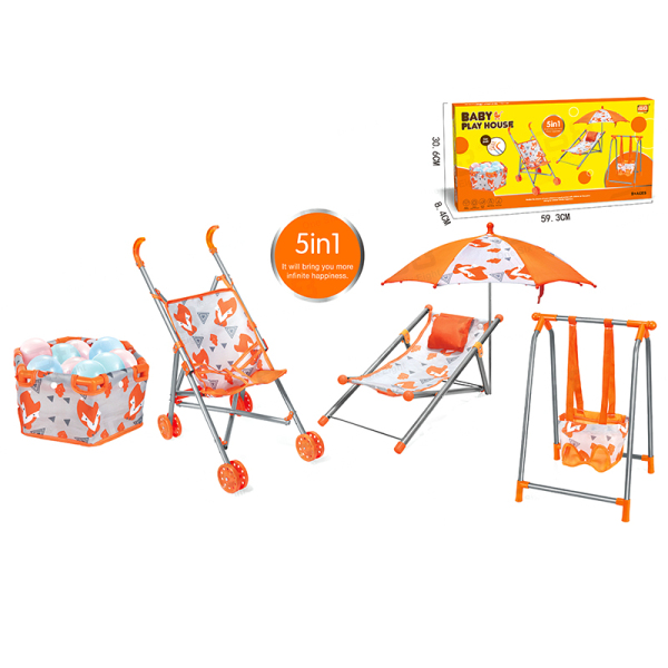 组合5套（沙滩椅，雨伞，围栏，海洋球6个，秋千，塑料车） 4轮 小轮 金属