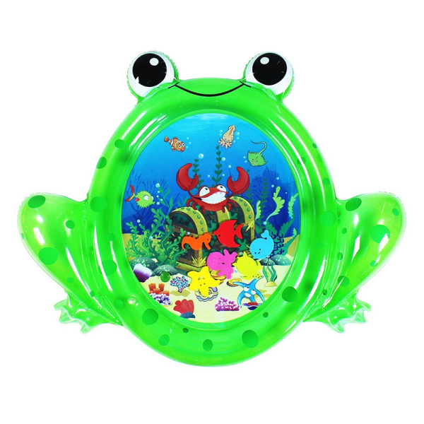 0.28mm绿色充气拍拍青蛙水垫带配件 塑料