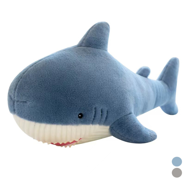 90厘米长鲨鱼毛绒公仔灰蓝2色 布绒