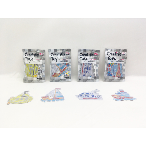 4款拼拼豆套（帆船、货轮船、游轮船、潜水艇） 塑料null