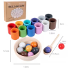 蒙氏早教12色球与杯儿童颜色分类桌面游戏幼儿园益智玩具 木质