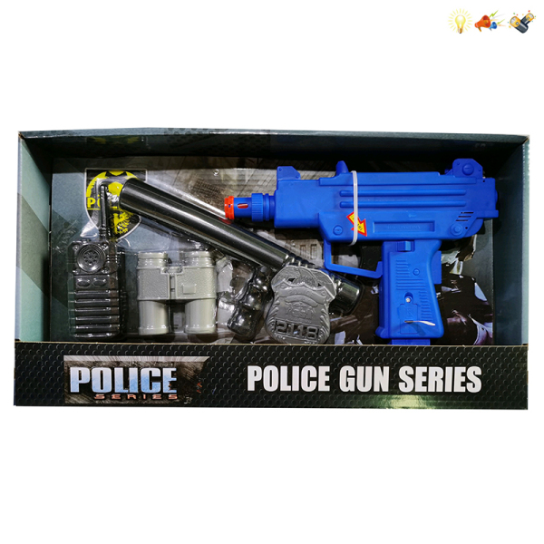 音响枪警察套装 电动 冲锋枪 灯光 声音 不分语种IC 包电 实色 塑料