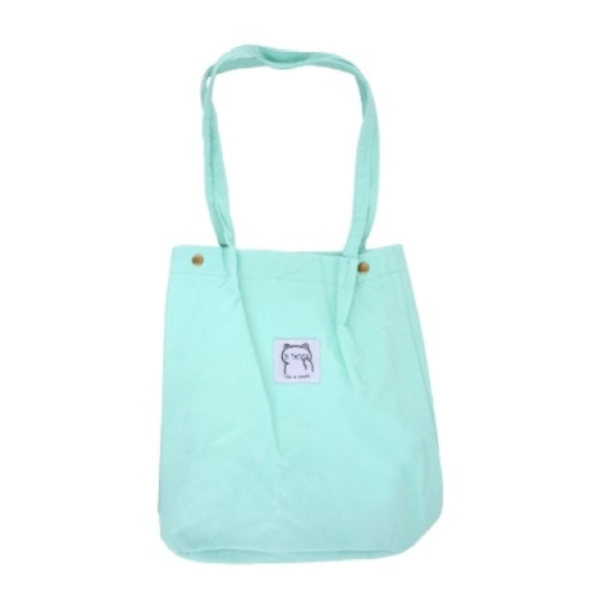 薄荷绿纯棉帆布带扣购物袋（厂印） 单色清装 纺织品