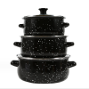 A 3-piece set of enamel flat bottomed aromatic pot with lid and double ear soup pot for pot making. 【 16CM; 18CM; 20CM 】