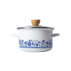 Enamel Thickened White Double Ear Blue and White Porcelain Straight Enamel Glass Cover Stew Pot Soup Pot